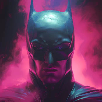 Stylized Batman fan art avatar with vibrant pink background