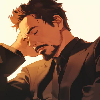 Profile picture showing a stylized illustration of Tony Stark from Marvel Comics, portrayed as Iron Man, in a thoughtful pose with a focused expression.
