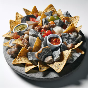 Profile photo featuring a vibrant platter of assorted nachos with various toppings and dips on a slate tray.