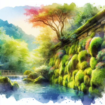 A serene moss wall landscape, featuring vibrant greenery and gentle water, makes for a calming forum avatar, evoking a sense of tranquility and connection to nature.