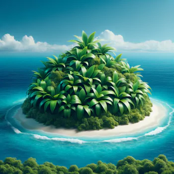 A vibrant tropical island covered in lush greenery, surrounded by clear blue waters, serves as a lively avatar for a forum profile.