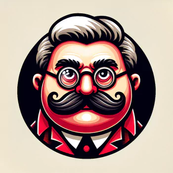 Stylized avatar of a character resembling Dr. Robotnik with a prominent mustache and red collar.