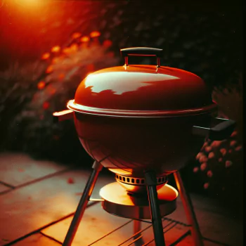 A vibrant and stylish forum avatar featuring a barbecue grill lit in a warm, glowing light, set against a dusky, blurred background.