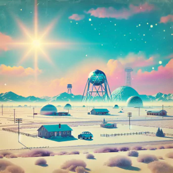 Avatar of a vibrant snowy landscape featuring a futuristic settlement with domed structures under a bright sun.