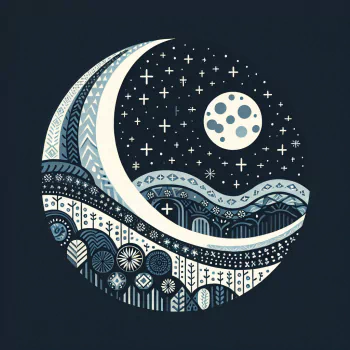 Artistic new moon illustration with decorative patterns used as an avatar.