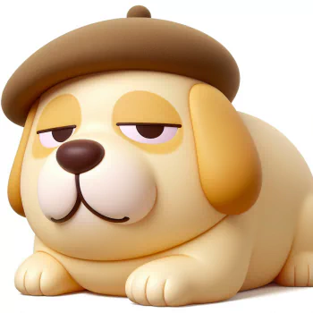 Avatar of Pompompurin, a cute tan cartoon dog with a brown beret, laying down with a relaxed expression
