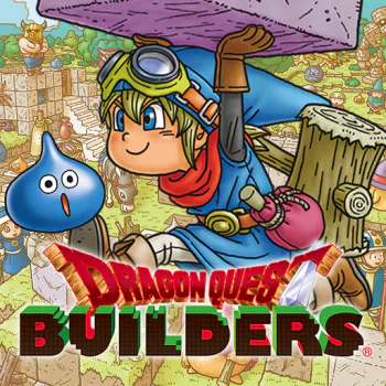 Avatar from the video game Dragon Quest Builders featuring a cartoon-style young male character with a blue slime companion, against a colorful, adventure-themed backdrop.