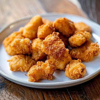 Plate of crispy chicken nuggets on a wooden table, used as a profile picture.