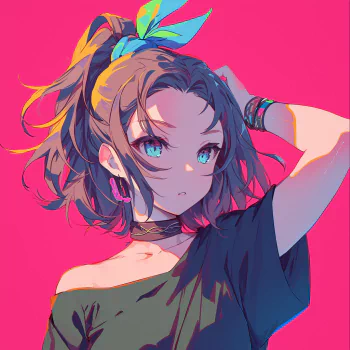 Cool anime girl avatar with a vibrant pink background, featuring a character with stylish hair and expressive eyes.