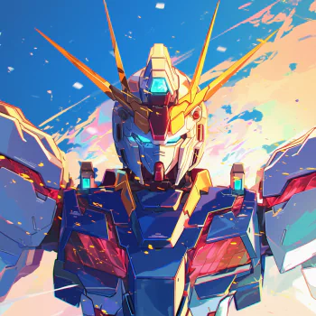 A vibrant anime illustration of a Gundam, featuring bold colors and a dynamic pose, serves as a cool forum avatar, capturing the energy of the genre.