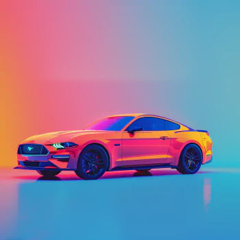 Stylish Ford Mustang avatar with a vibrant gradient background for a profile picture.
