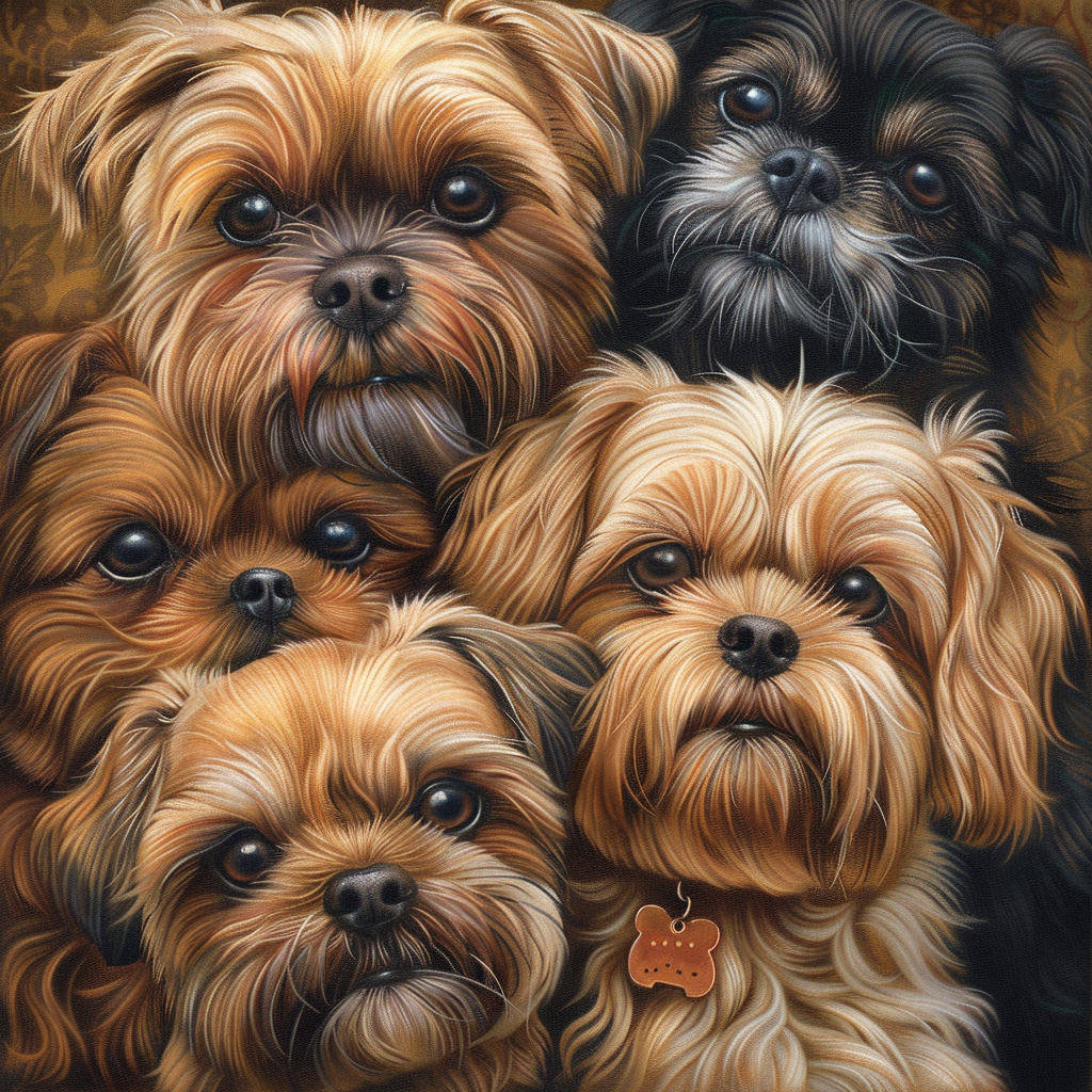 Avatar featuring an adorable cluster of Shih Tzu and Yorkshire Terrier dogs with expressive faces, ideal for dog lovers' profiles.