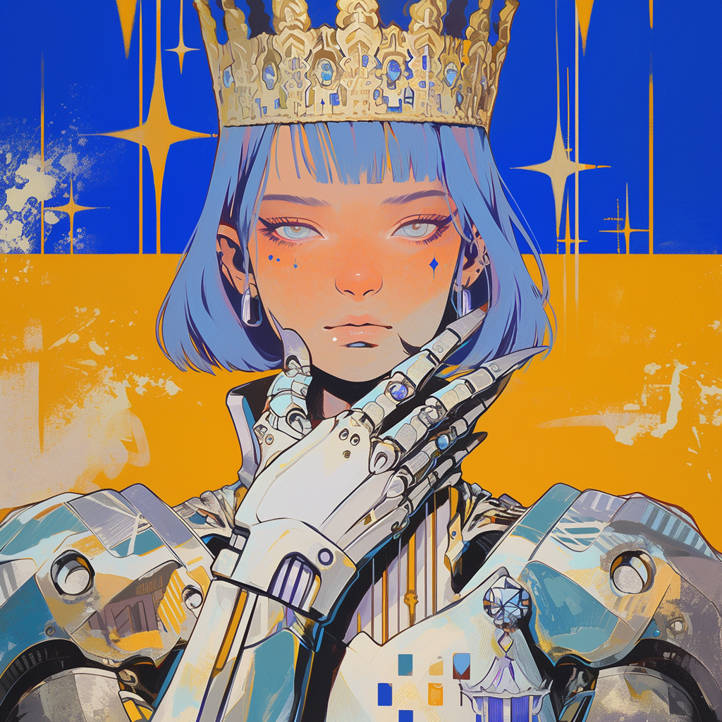 Anime Queen Avatar - Regal Cyber Sovereign PFP by robokoboto