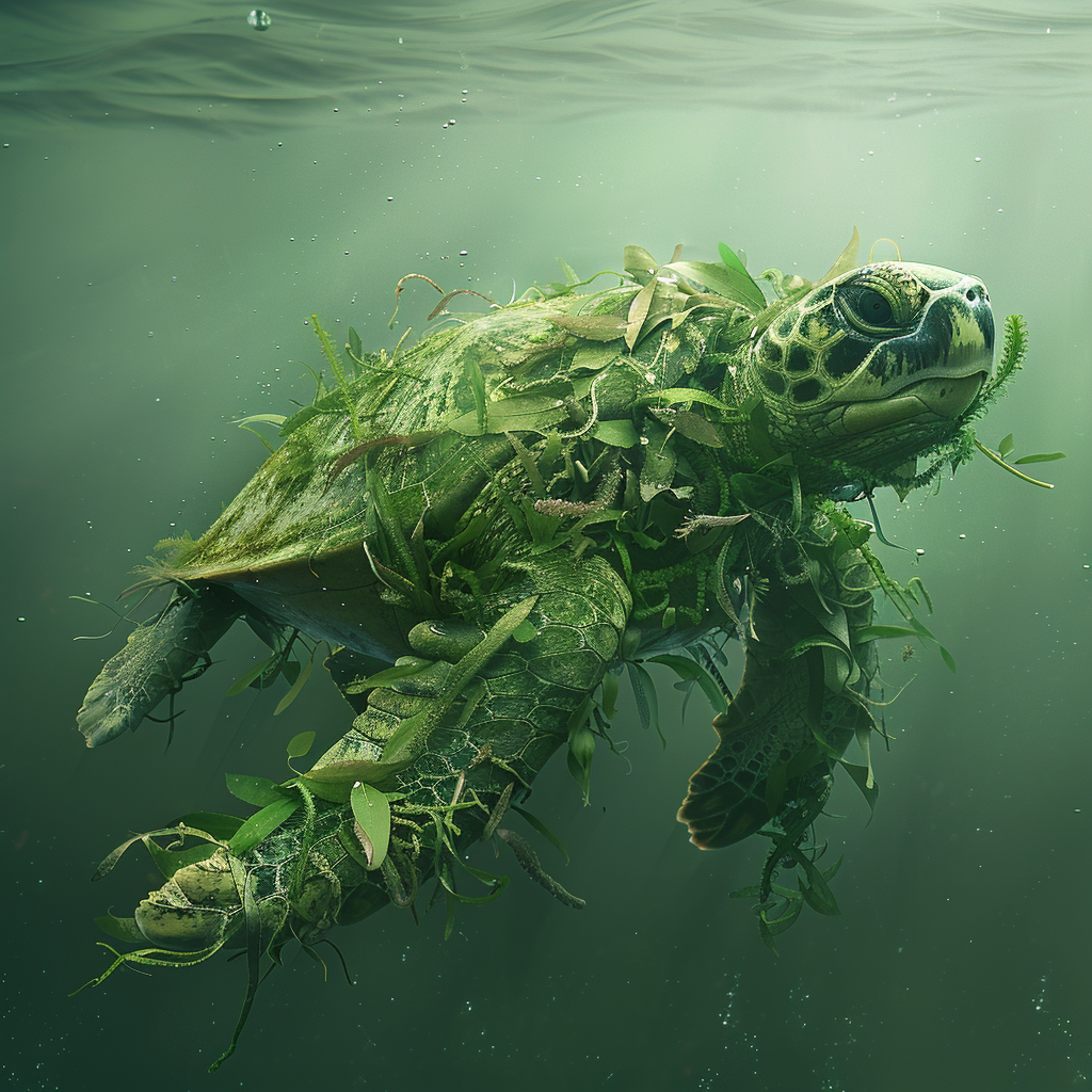 Seaweed Cloaked Sea Turtle by RyMishRy