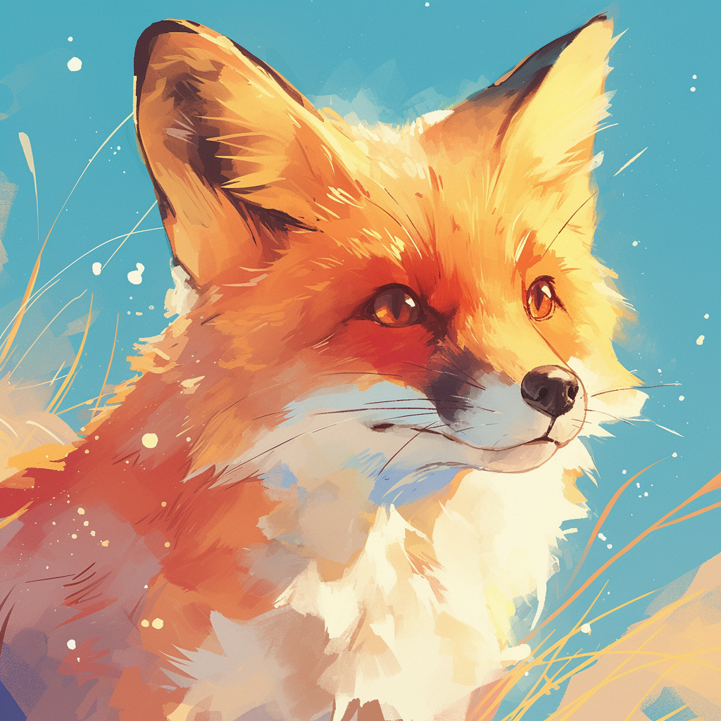 Profile photo of a vibrant illustration of a red fox with a detailed, colorful background.