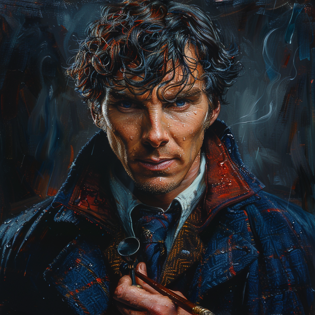 Artistic avatar depicting a Sherlock Holmes inspired character with keen eyes and a vintage detective outfit.