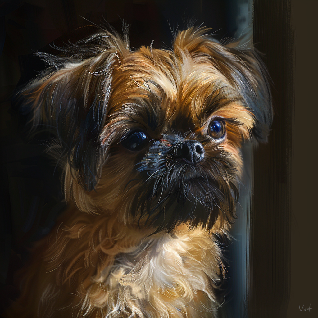 Profile photo of a Shih Tzu with a detailed, artistic depiction highlighting its expressive eyes and fluffy fur against a dark background.