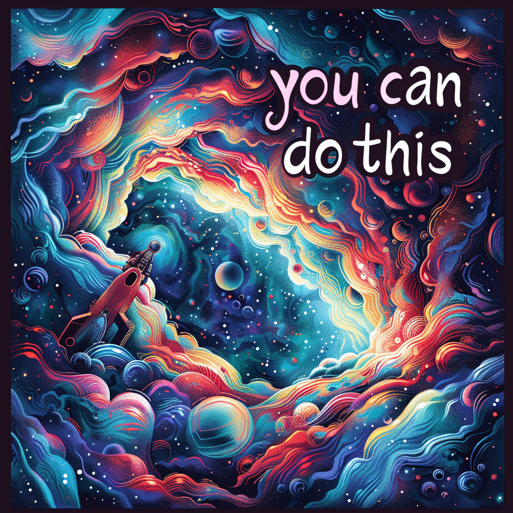 Inspirational avatar with a motivational quote you can do this set against an abstract cosmic background with vibrant colors and space elements.