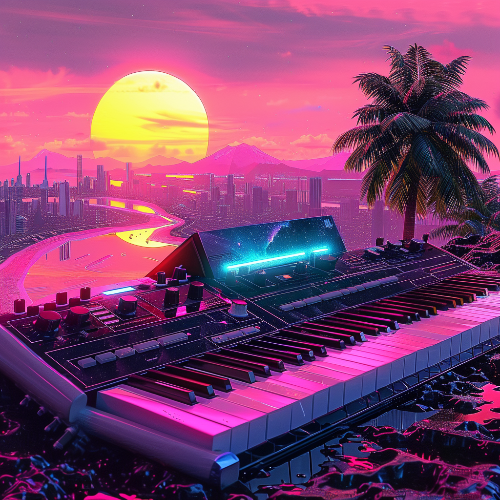 Synthwave Keyboard Sunset Avatar by RyMishRy