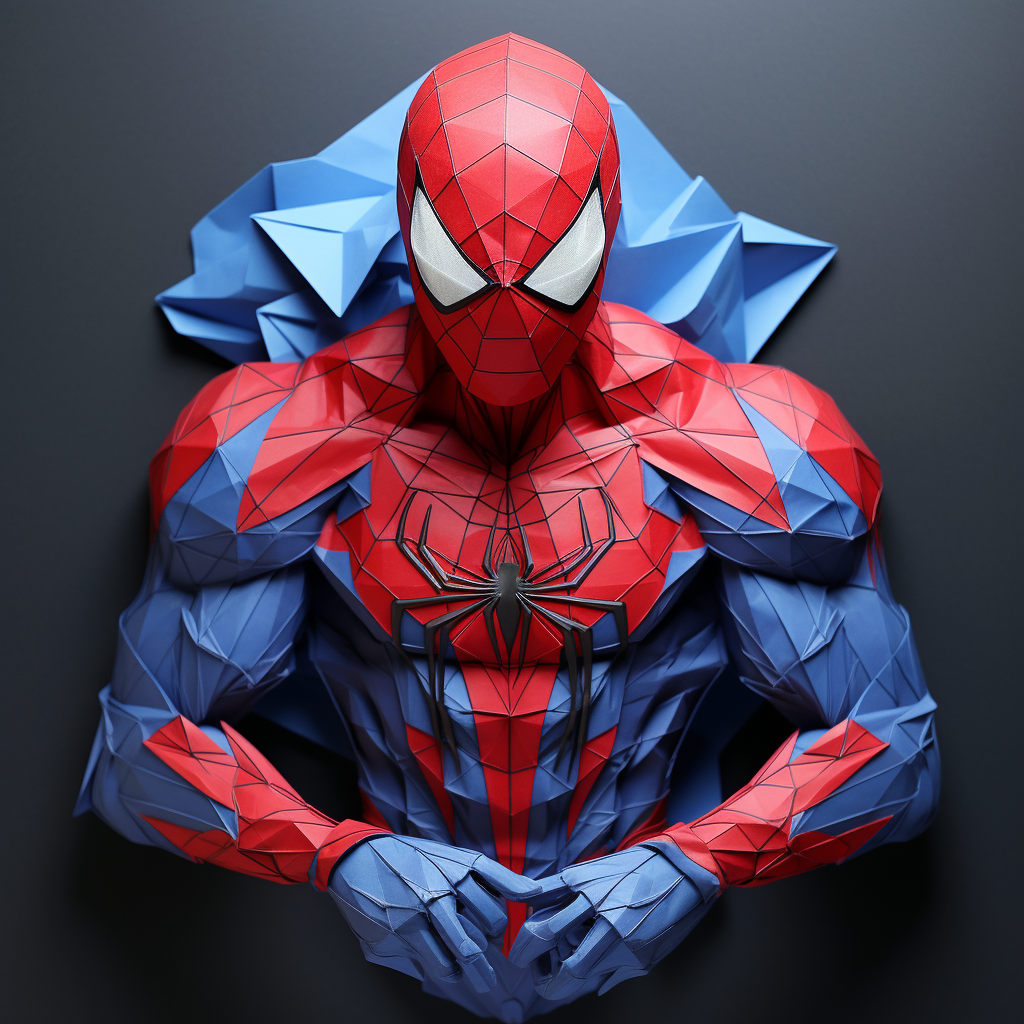 Profile photo of a stylized Spider-Man with a geometric, angular design, featuring the iconic red and blue suit.