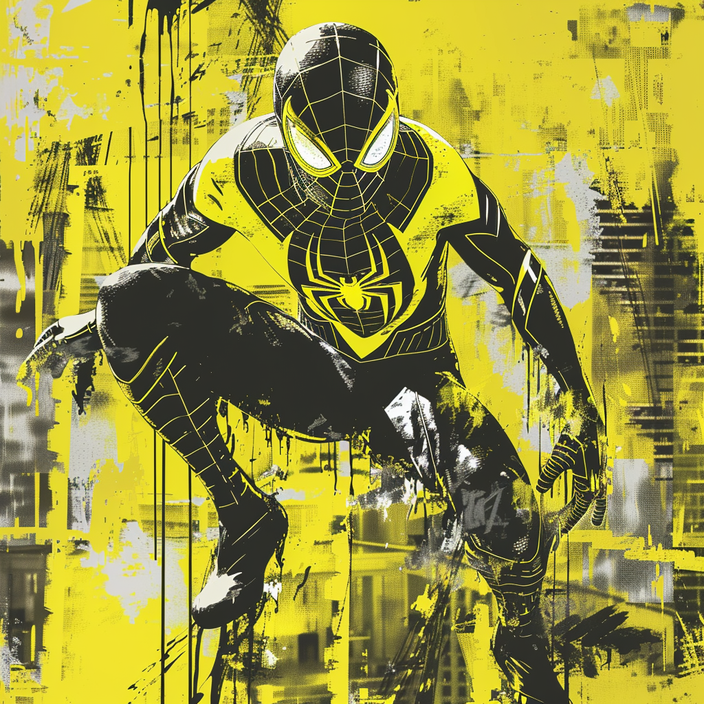 Avatar of Spider-Man in a dynamic pose against a yellow and black abstract background, designed for comic-themed forum profiles.
