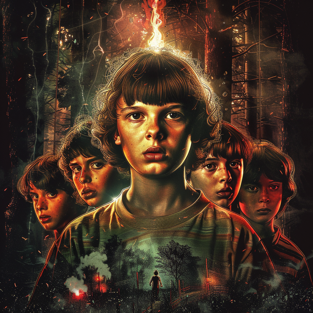 Stranger Things fan art avatar featuring a detailed illustration of the main characters with a mysterious, supernatural backdrop.