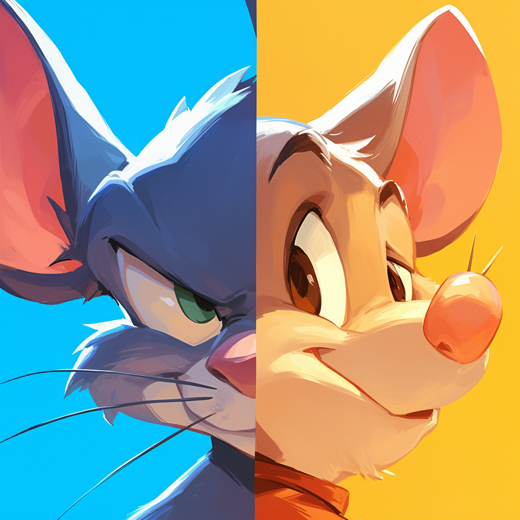 Avatar featuring the iconic Tom and Jerry cartoon characters with a vibrant blue and yellow background.