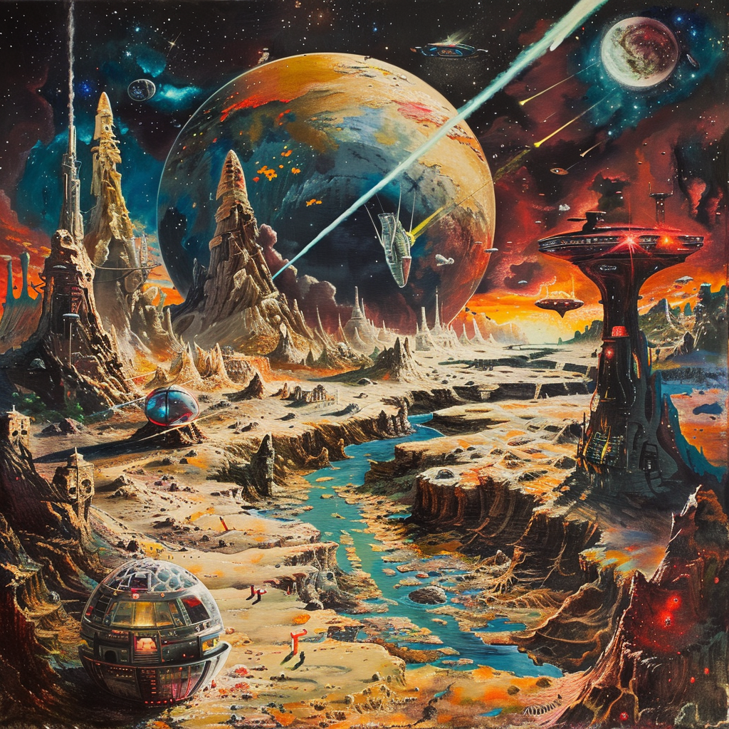 Sci-fi themed avatar featuring an artistic portrayal of an alien landscape with planets, a comet, and futuristic structures.