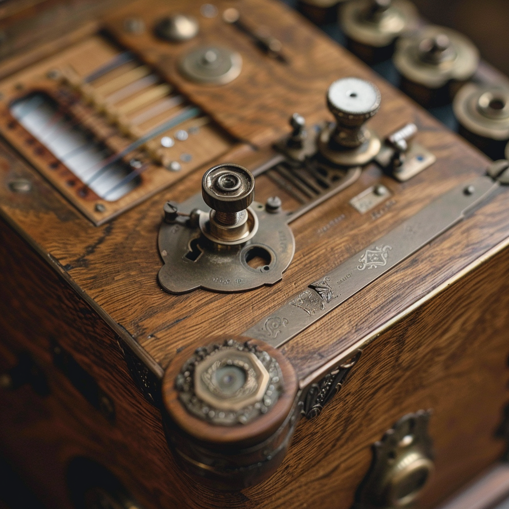 Close-up of a detailed wooden music box with finely crafted metal components, used as a forum avatar.