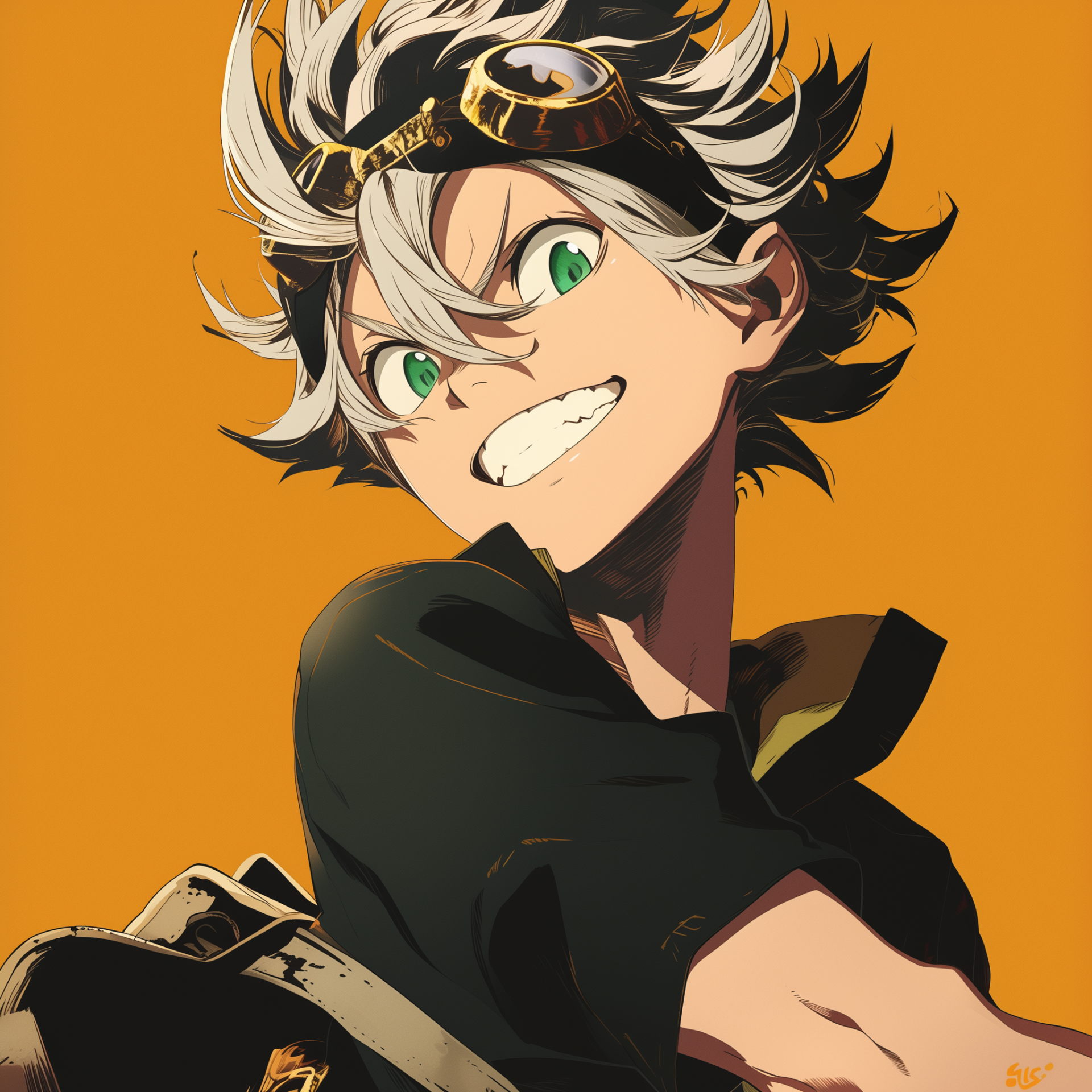 Avatar of Asta from Black Clover anime, featuring his determined expression with a vibrant orange background.
