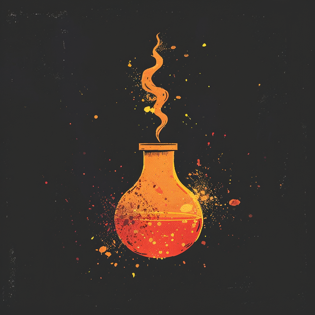 Avatar featuring a stylized potion in a glass flask with effervescent vapors and sparkles, set against a dark background.