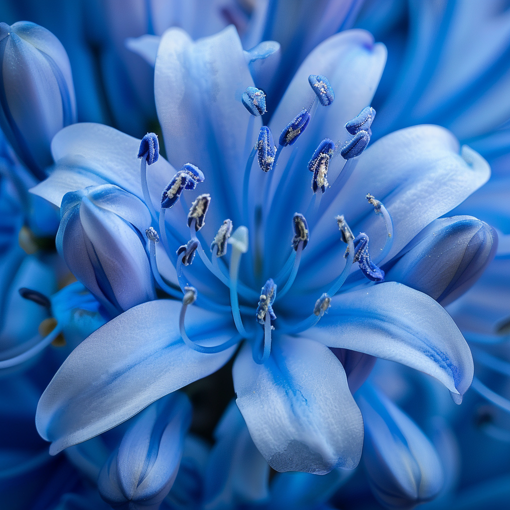 A close-up avatar of a vibrant blue flower in full bloom with detailed petals and stamens.