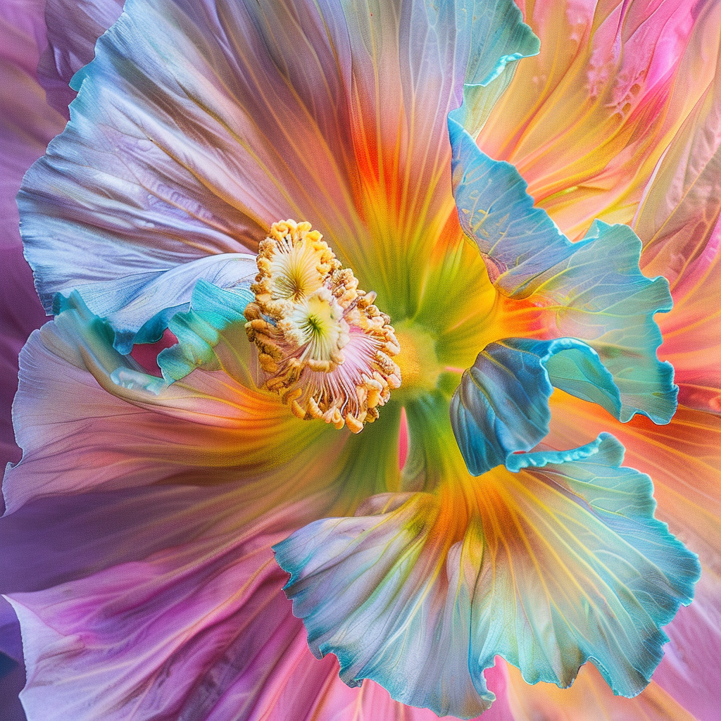 Avatar of a vibrantly colored flower in bloom with a blend of pink, blue, and yellow petals.