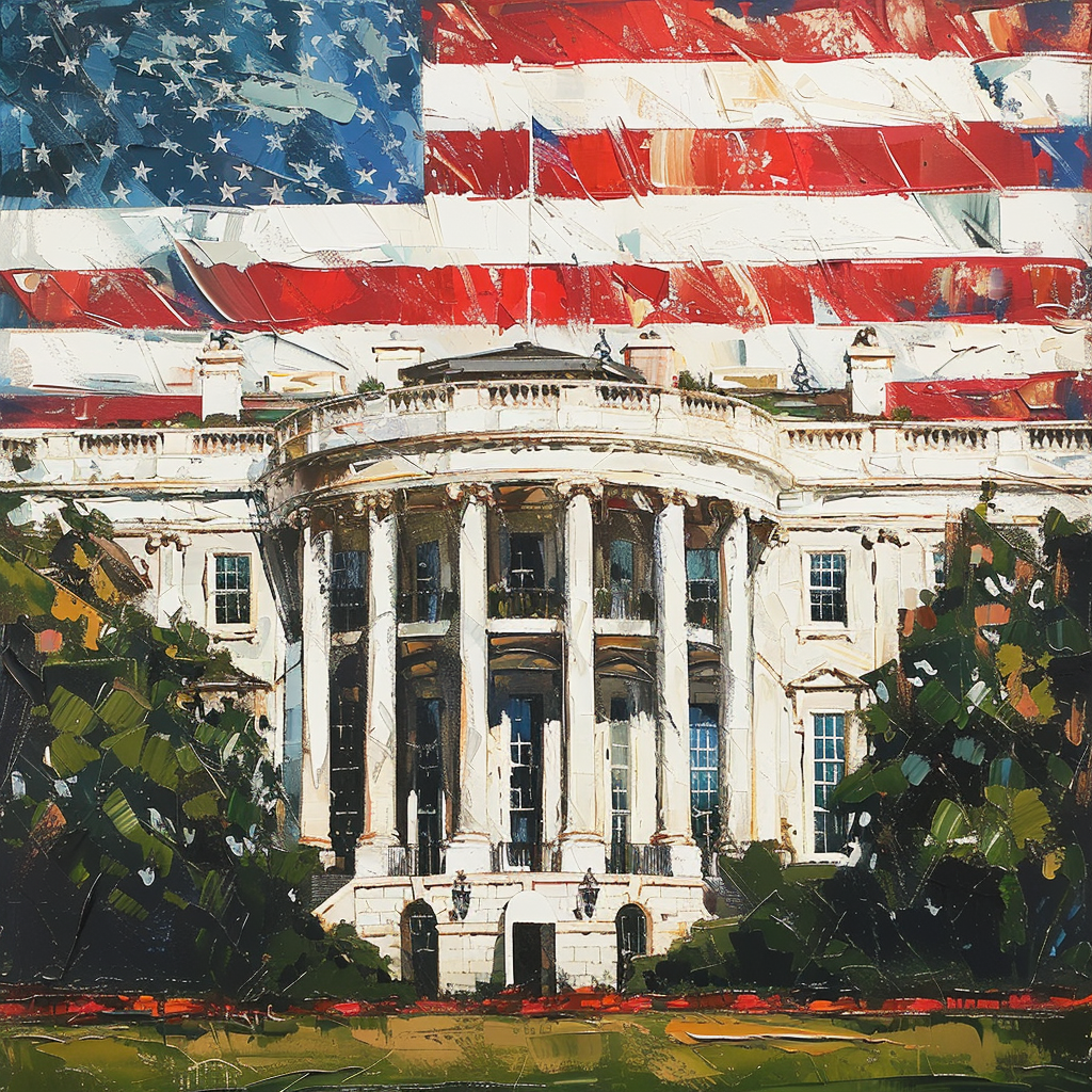 Avatar image featuring an artistic representation of the White House with an American flag overlay.