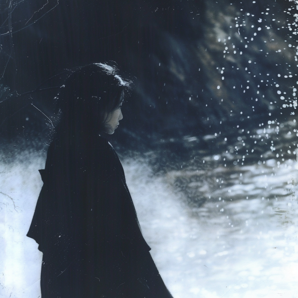 Profile photo of a person in a dark cloak standing in a dimly lit, snowy environment, evoking a mysterious and ethereal mood.