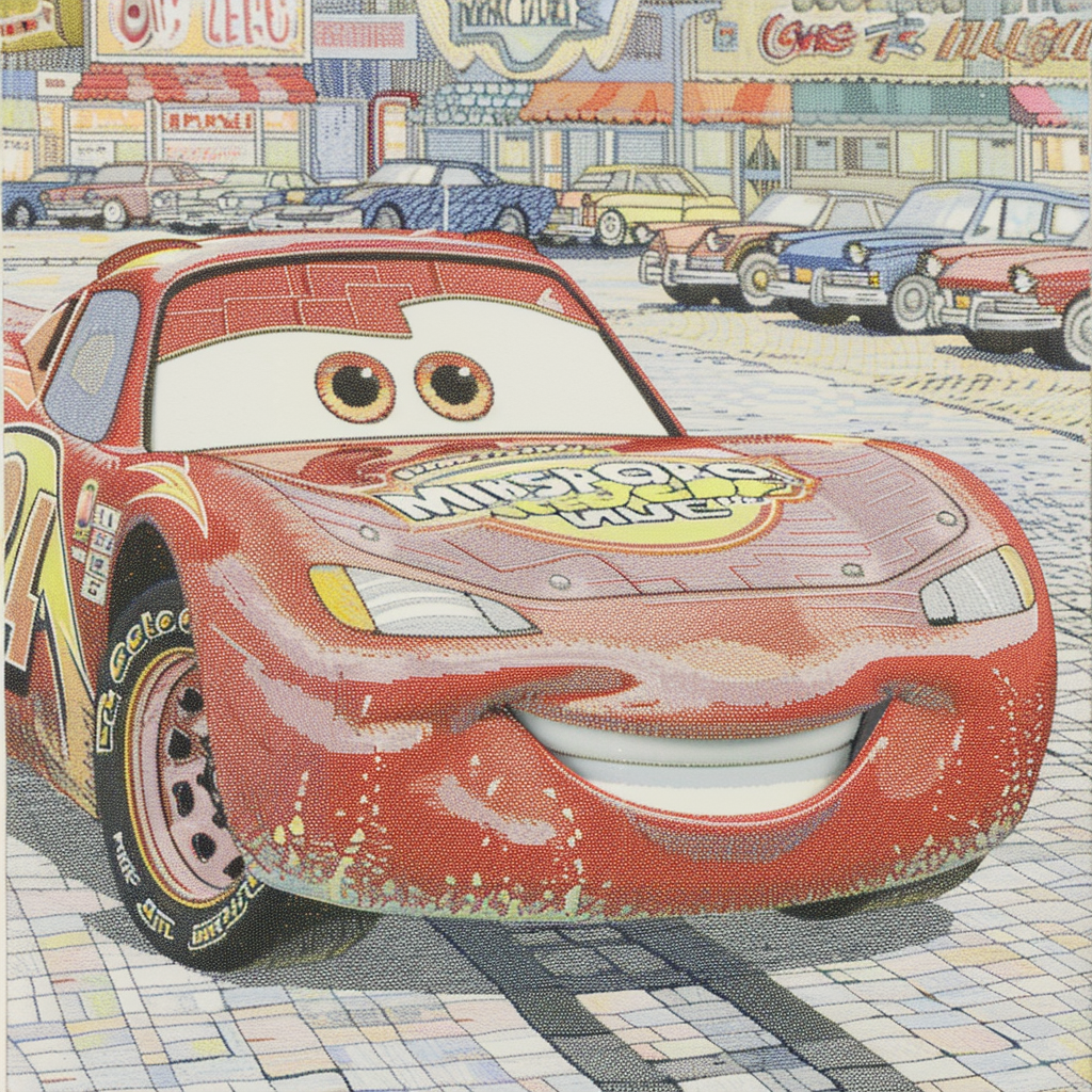 Profile photo of Lightning McQueen from Pixar's Cars, smiling on a city street backdrop.