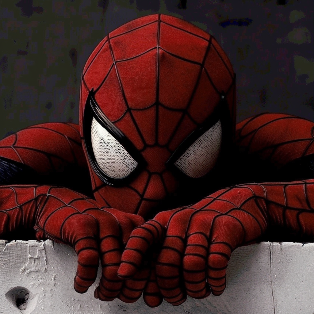 A forum avatar of Spider-Man in costume, resting his arms on a ledge, with a dark background.