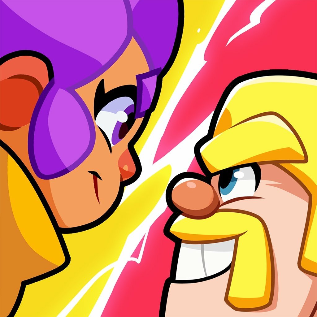 Profile photo representing characters from the video game Squad Busters, featuring a close-up of two animated characters facing each other with intense expressions.