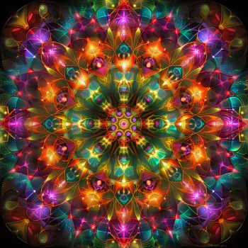 Colorful kaleidoscope pattern avatar with symmetrical design.