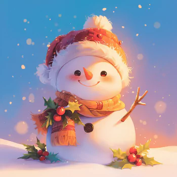 A cheerful snowman adorned with a festive hat and scarf, surrounded by holiday greenery, serves as a charming forum avatar or profile photo.