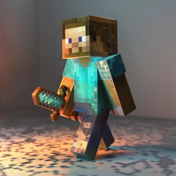 Minecraft avatar with diamond armor and sword for profile picture.