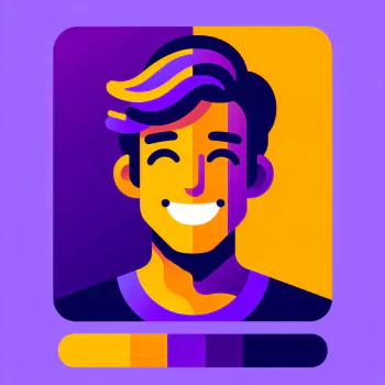 Colorful avatar of a smiling person with stylized hair for a profile picture.