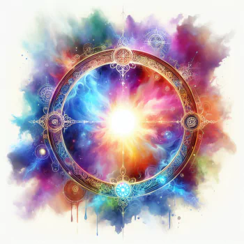 A vibrant fantasy portal surrounded by swirling colors and intricate designs, creating a mesmerizing backdrop for a forum avatar or profile photo.