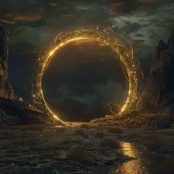 Elden Ring video game avatar featuring a glowing mystical ring in a dark, atmospheric landscape.