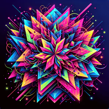 A vibrant neon aesthetic graphic featuring intricate geometric shapes and swirling lines, designed for use as a forum avatar or profile picture.