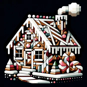 Decorative gingerbread house avatar with intricate icing details and colorful candy adornments.