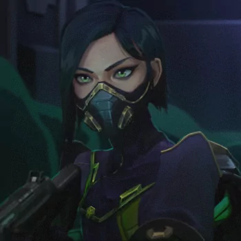 Avatar of Viper, a character from the video game Valorant, featuring her signature toxic gas mask and green attire.