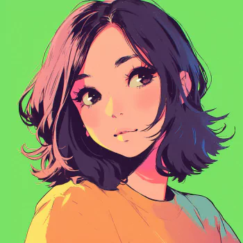 Anime girl avatar with stylish short hair against a vibrant green background, perfect for a profile picture or pfp.