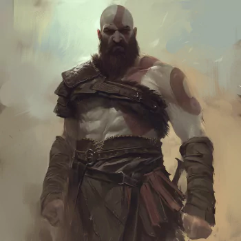 Digital artwork avatar of Kratos from God of War with a focused expression, perfect for representing fans of the iconic video game series.