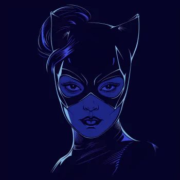 A stylized illustration of Catwoman, featuring her iconic mask and sleek costume against a dark background, designed for use as a forum avatar or profile picture.
